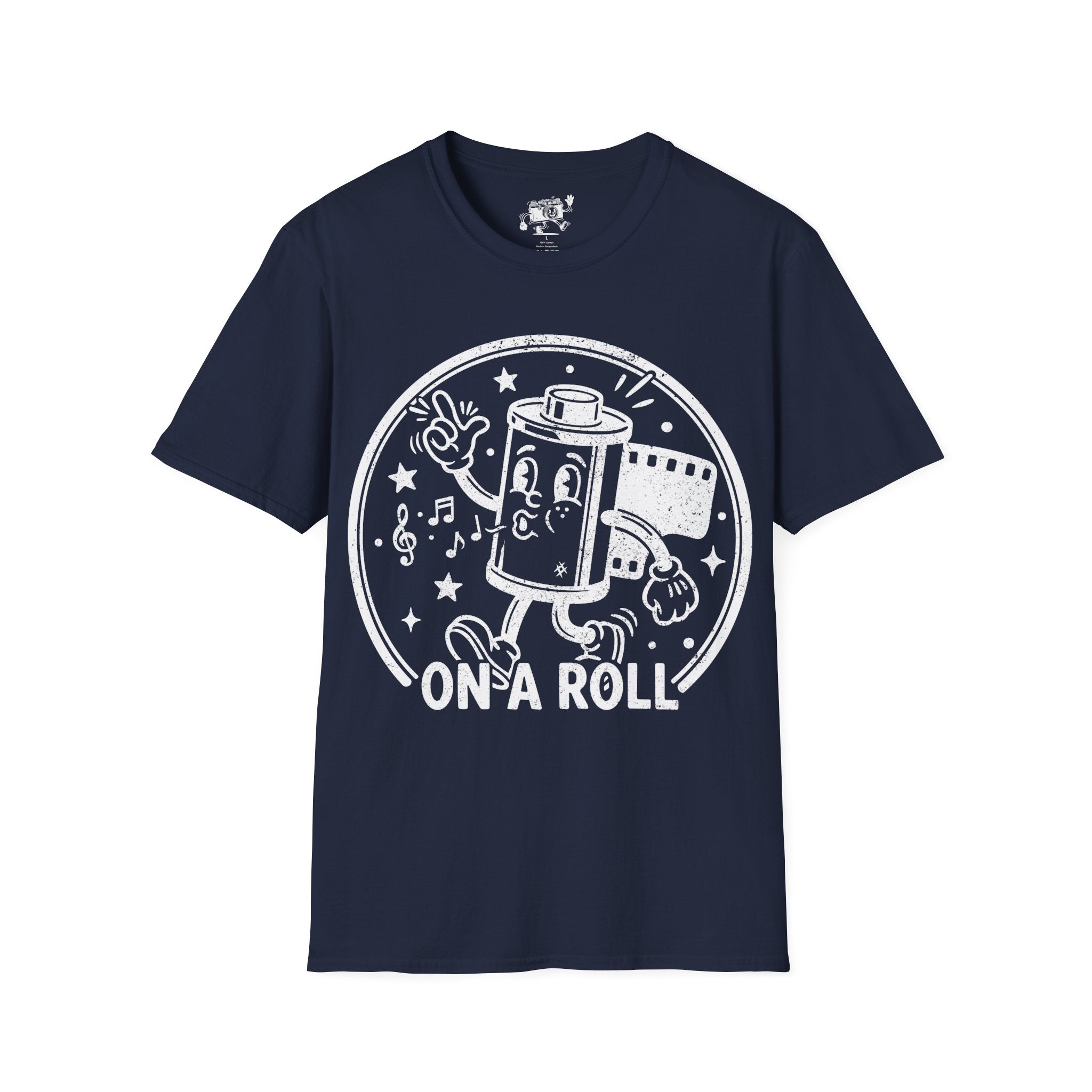 ‘On a Roll’ DISTRESSED VERSION Funny Camera 35mm FilmT-Shirt — Photography Lover Tee