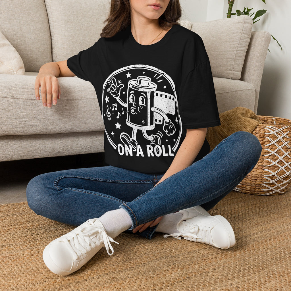 ‘On a Roll’ DISTRESSED VERSION Funny Camera 35mm FilmT-Shirt — Photography Lover Tee