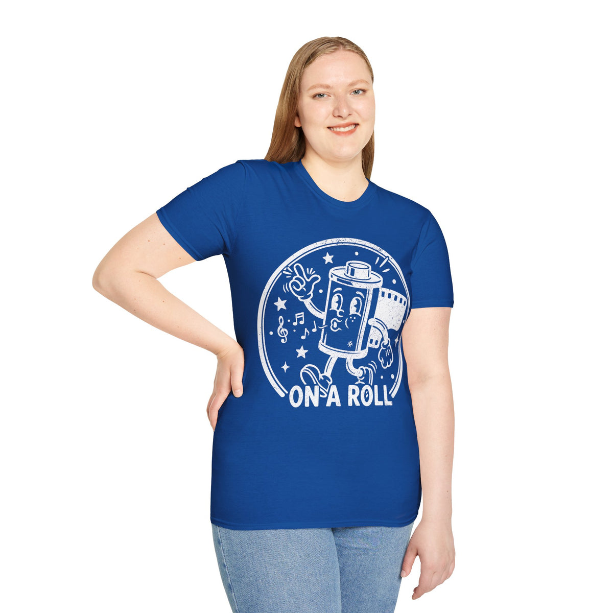 ‘On a Roll’ DISTRESSED VERSION Funny Camera 35mm FilmT-Shirt — Photography Lover Tee