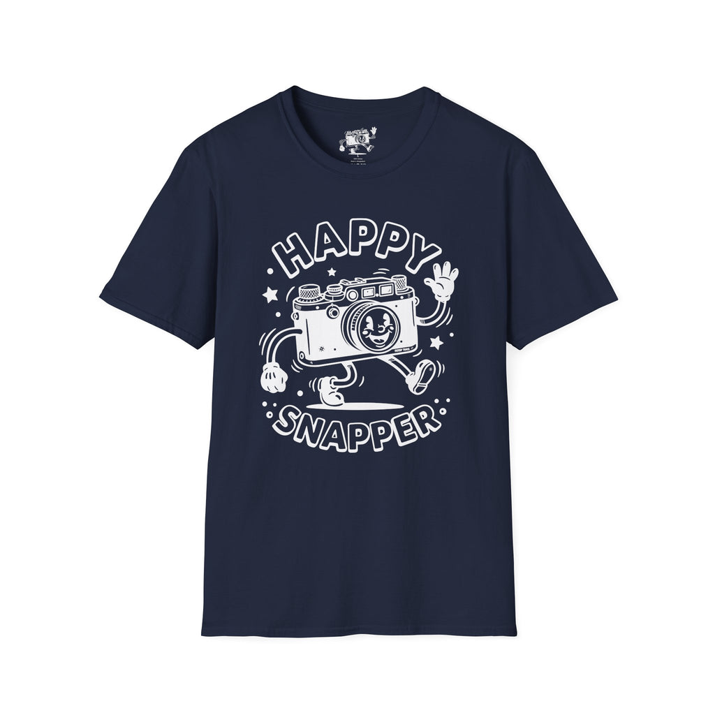 ‘Happy Snapper’ fun 1930’s art style camera graphic T-Shirt — Photography Lover Tee