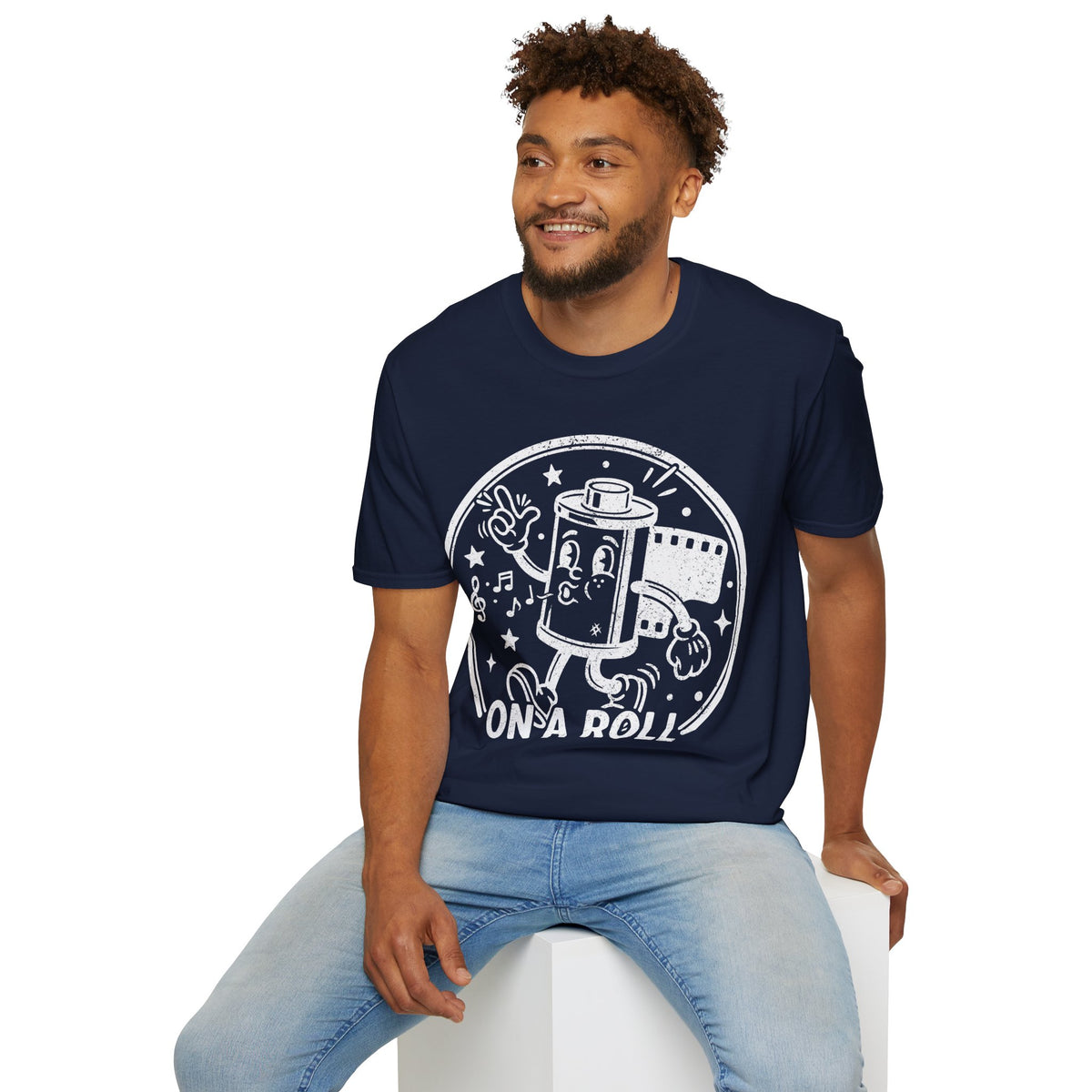 ‘On a Roll’ DISTRESSED VERSION Funny Camera 35mm FilmT-Shirt — Photography Lover Tee