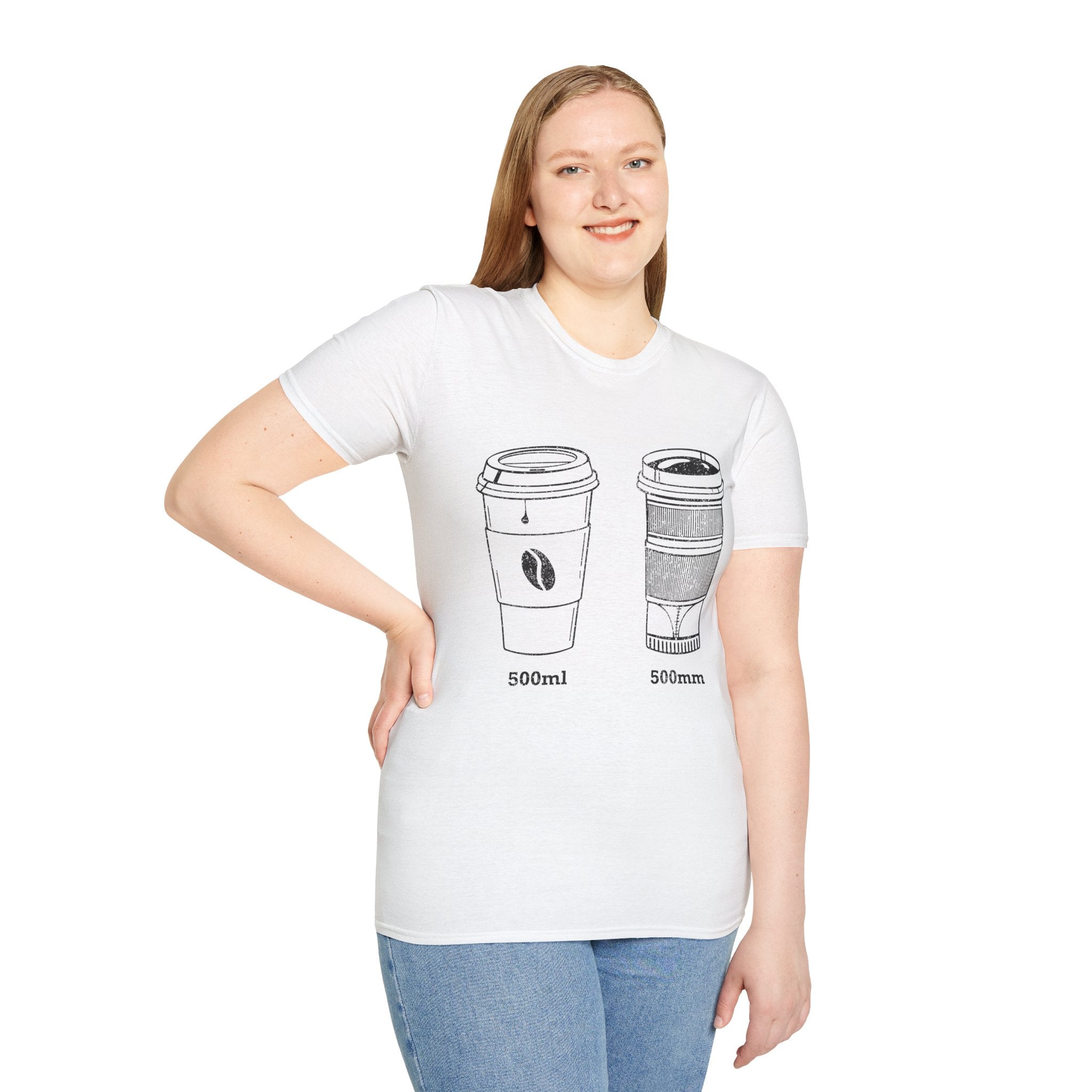 500ml and 500mm Funny Coffee and Camera T-Shirt — Photography Lover Tee