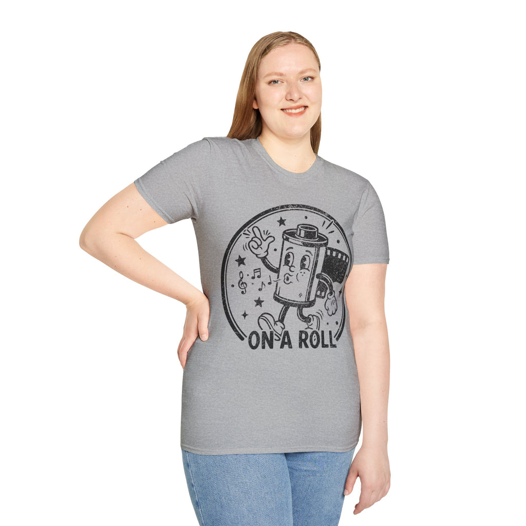 ‘On a Roll’ DISTRESSED VERSION Funny Camera 35mm FilmT-Shirt — Photography Lover Tee