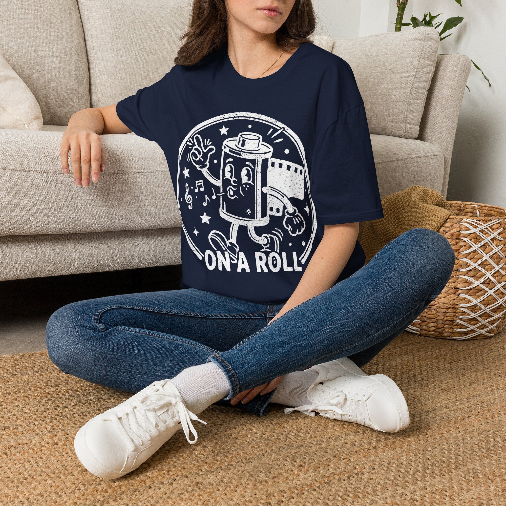 ‘On a Roll’ DISTRESSED VERSION Funny Camera 35mm FilmT-Shirt — Photography Lover Tee