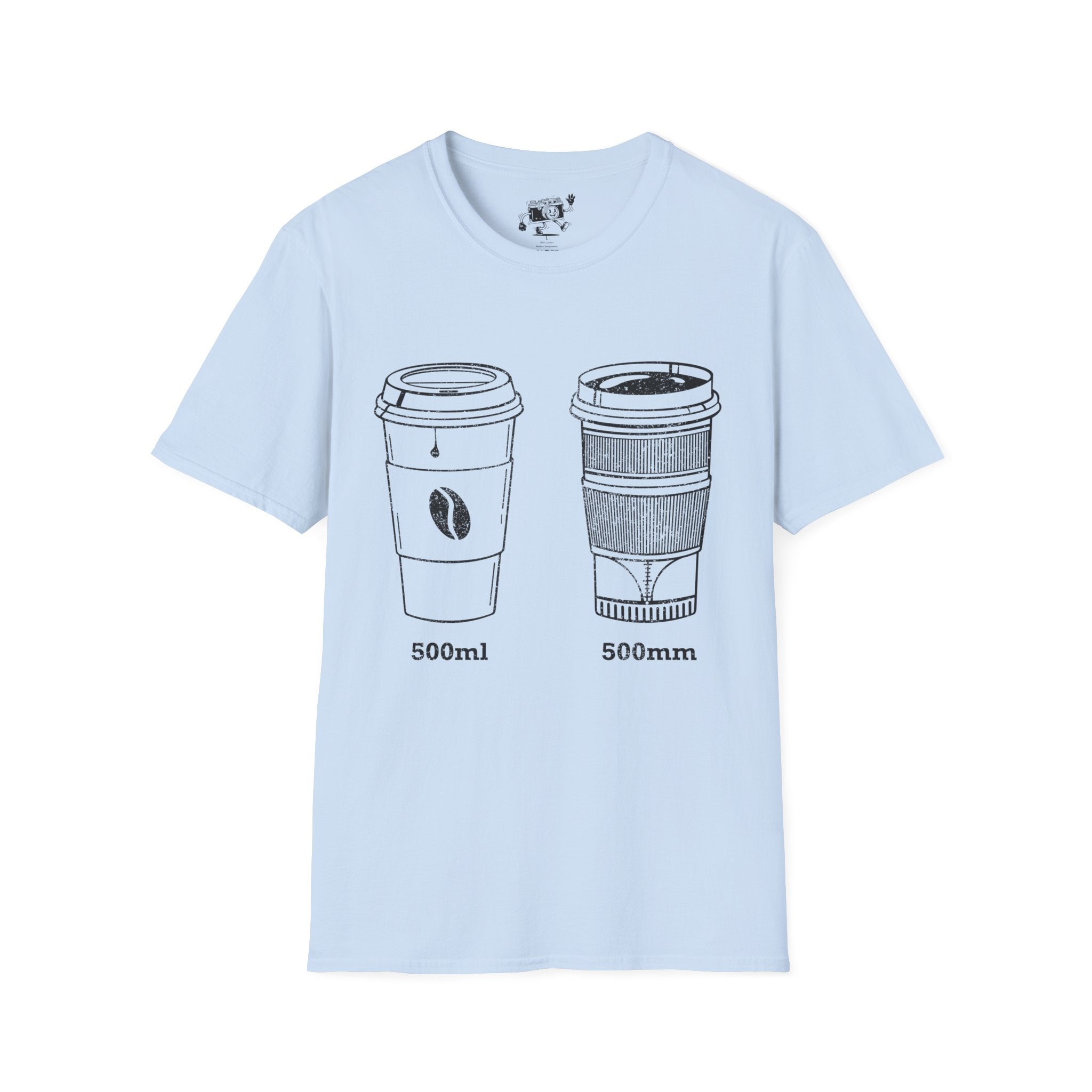 500ml and 500mm Funny Coffee and Camera T-Shirt — Photography Lover Tee