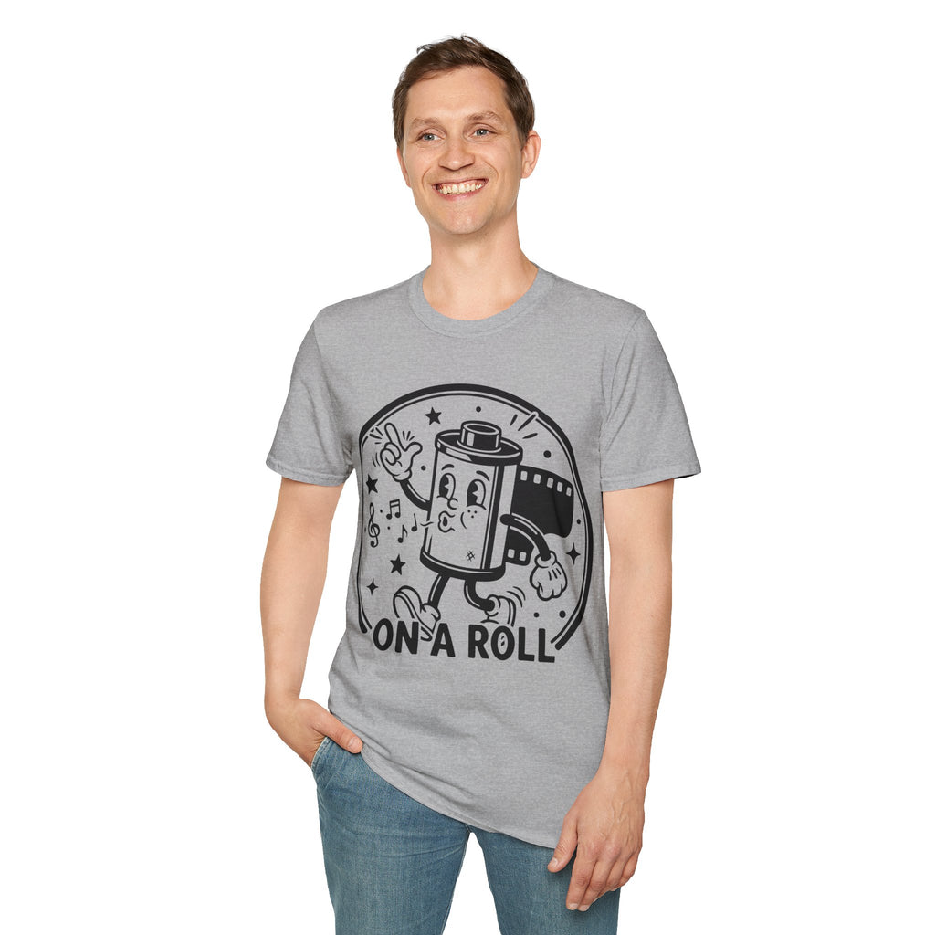 ‘On a Roll’ Funny Camera 35mm FilmT-Shirt — Photography Lover Tee
