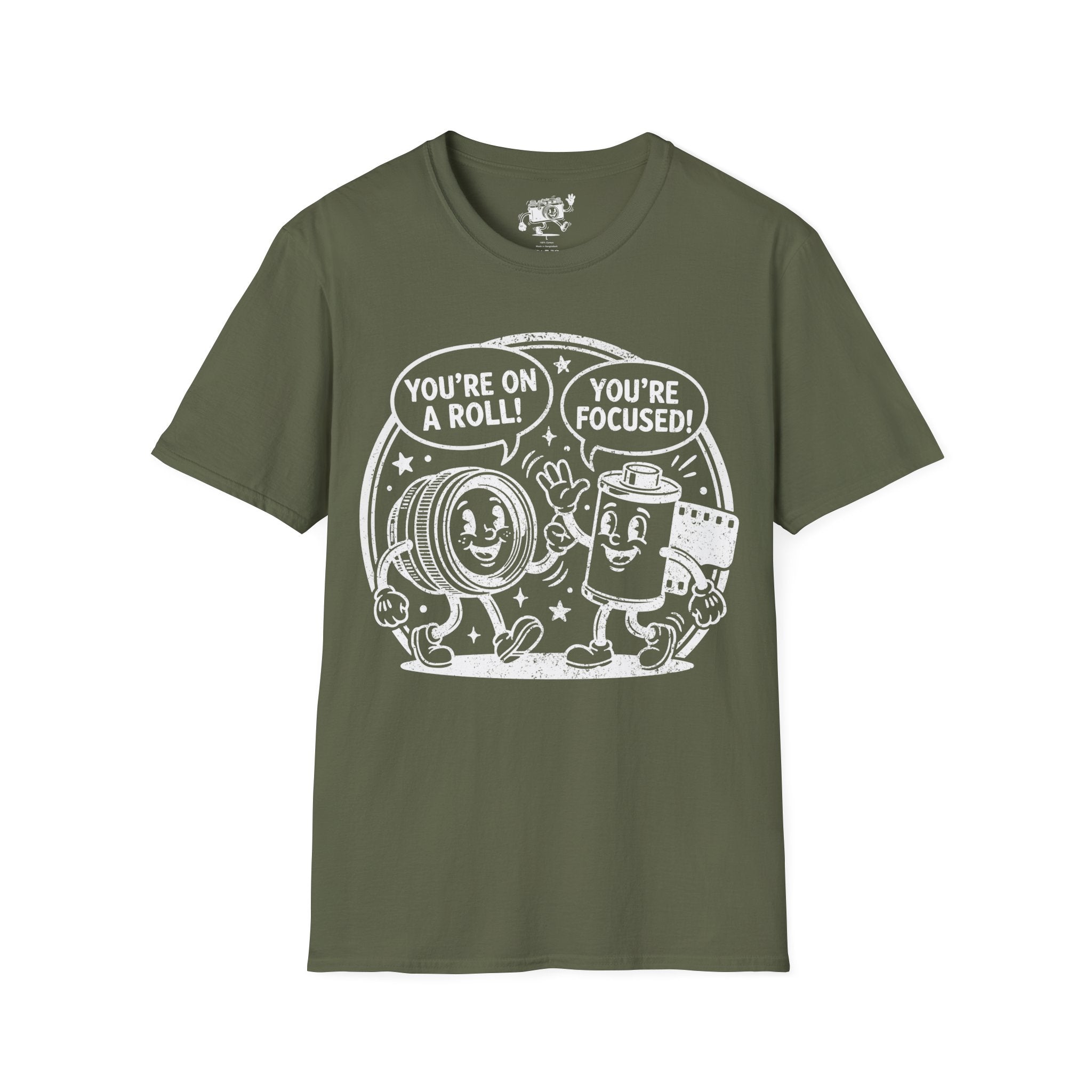 ‘You’re on a Roll, You’re Focused’ DISTRESSED VERSION Funny Camera Buddies T-Shirt — Photography Lover Tee
