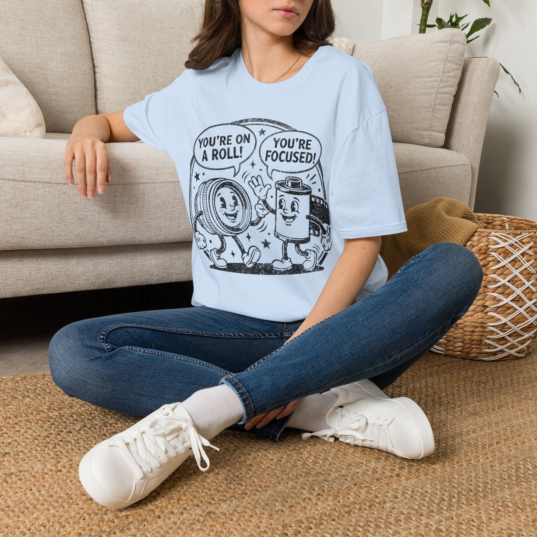 ‘You’re on a Roll, You’re Focused’ DISTRESSED VERSION Funny Camera Buddies T-Shirt — Photography Lover Tee