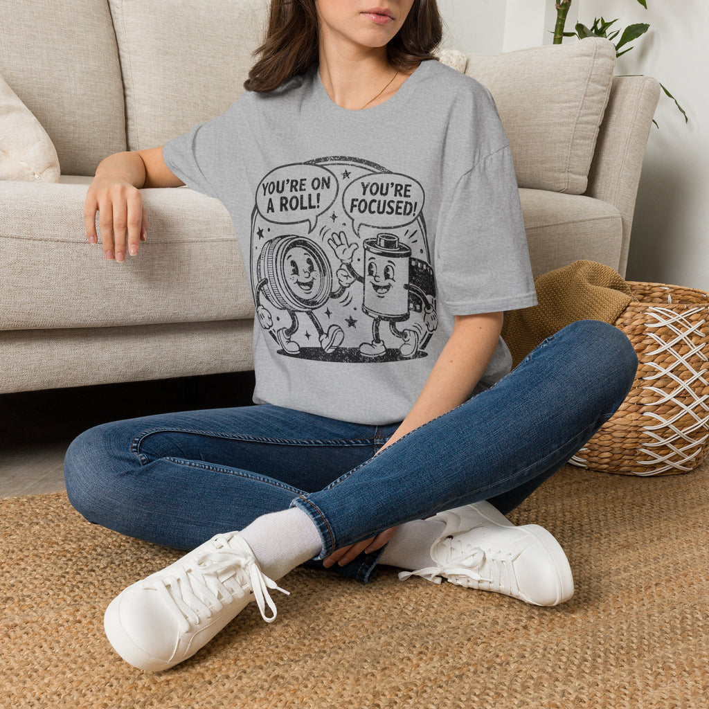 ‘You’re on a Roll, You’re Focused’ DISTRESSED VERSION Funny Camera Buddies T-Shirt — Photography Lover Tee