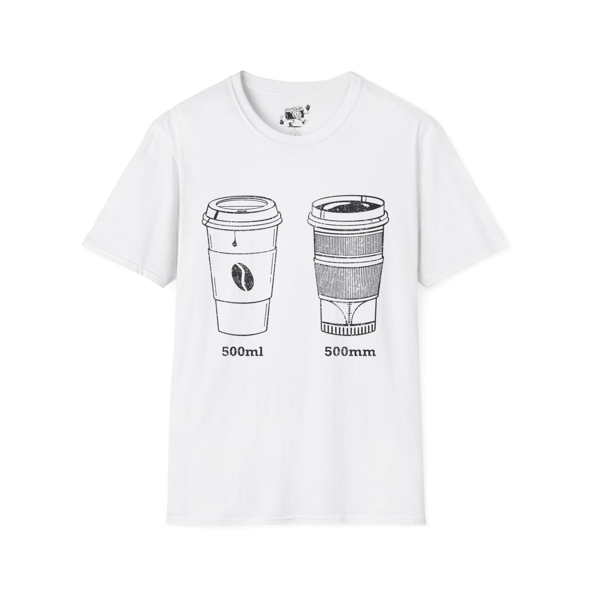 500ml and 500mm Funny Coffee and Camera T-Shirt — Photography Lover Tee