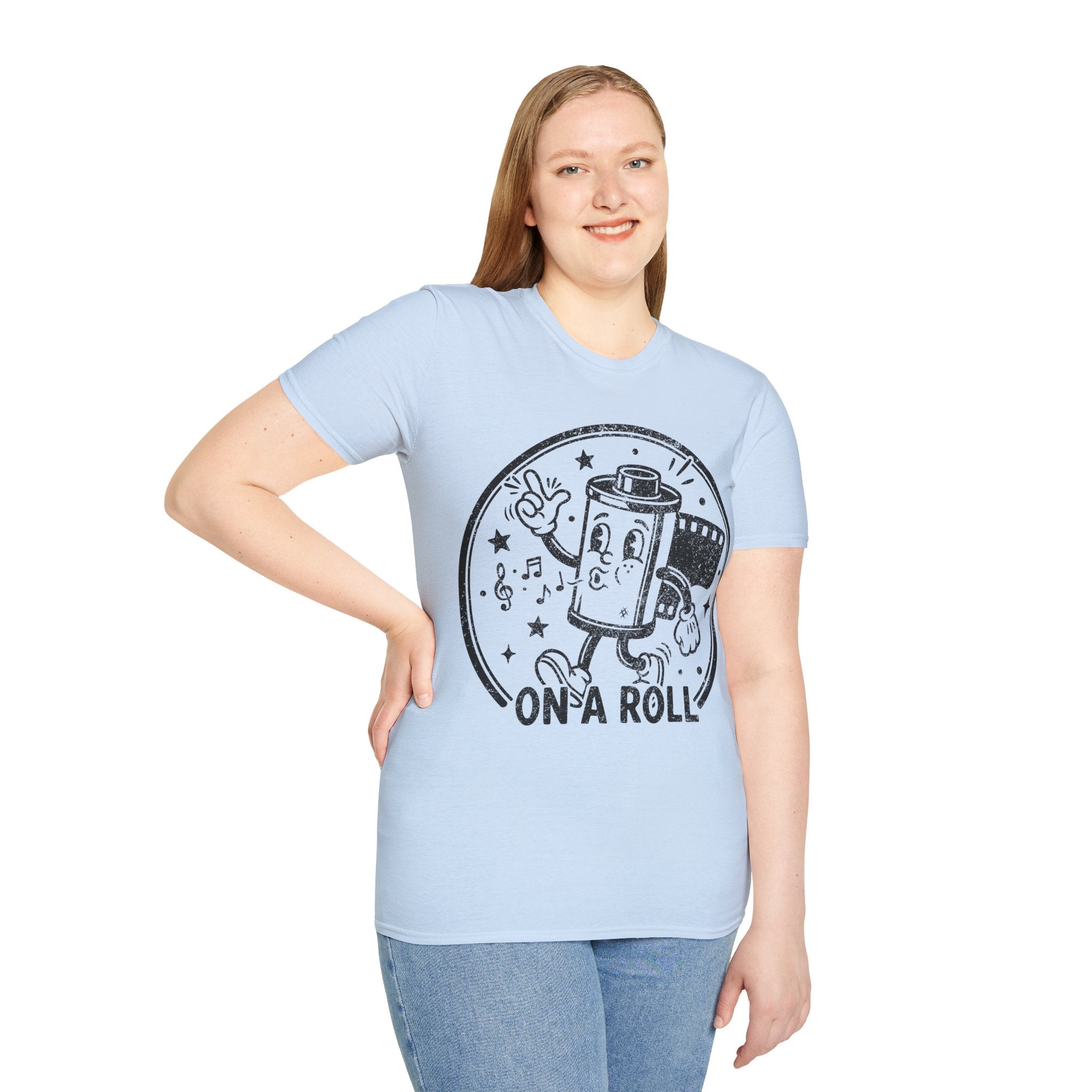 ‘On a Roll’ DISTRESSED VERSION Funny Camera 35mm FilmT-Shirt — Photography Lover Tee