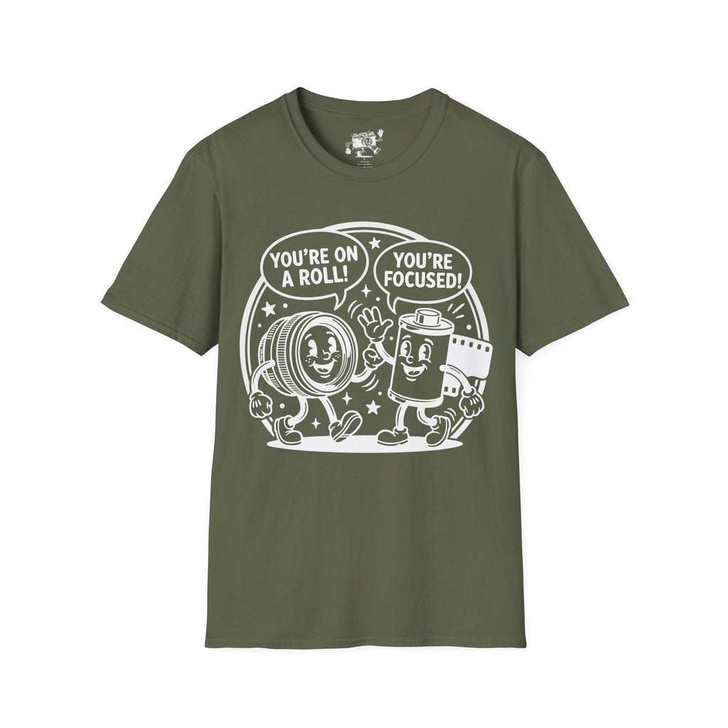 ‘You’re on a Roll, You’re Focused’ Funny Camera Buddies T-Shirt — Photography Lover Tee