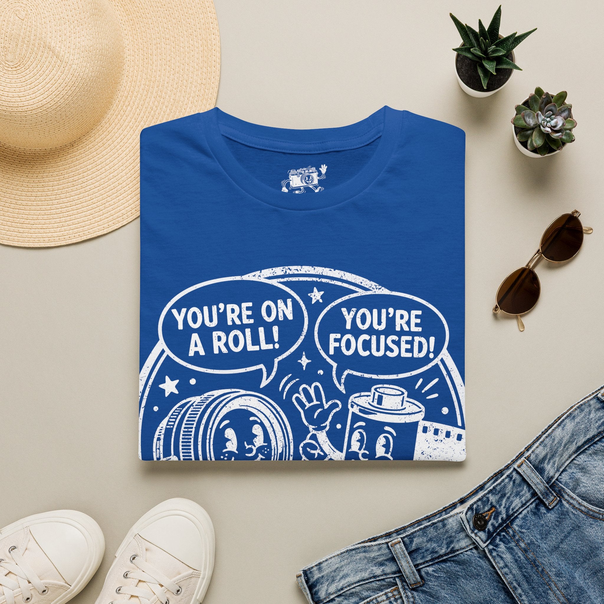 ‘You’re on a Roll, You’re Focused’ DISTRESSED VERSION Funny Camera Buddies T-Shirt — Photography Lover Tee
