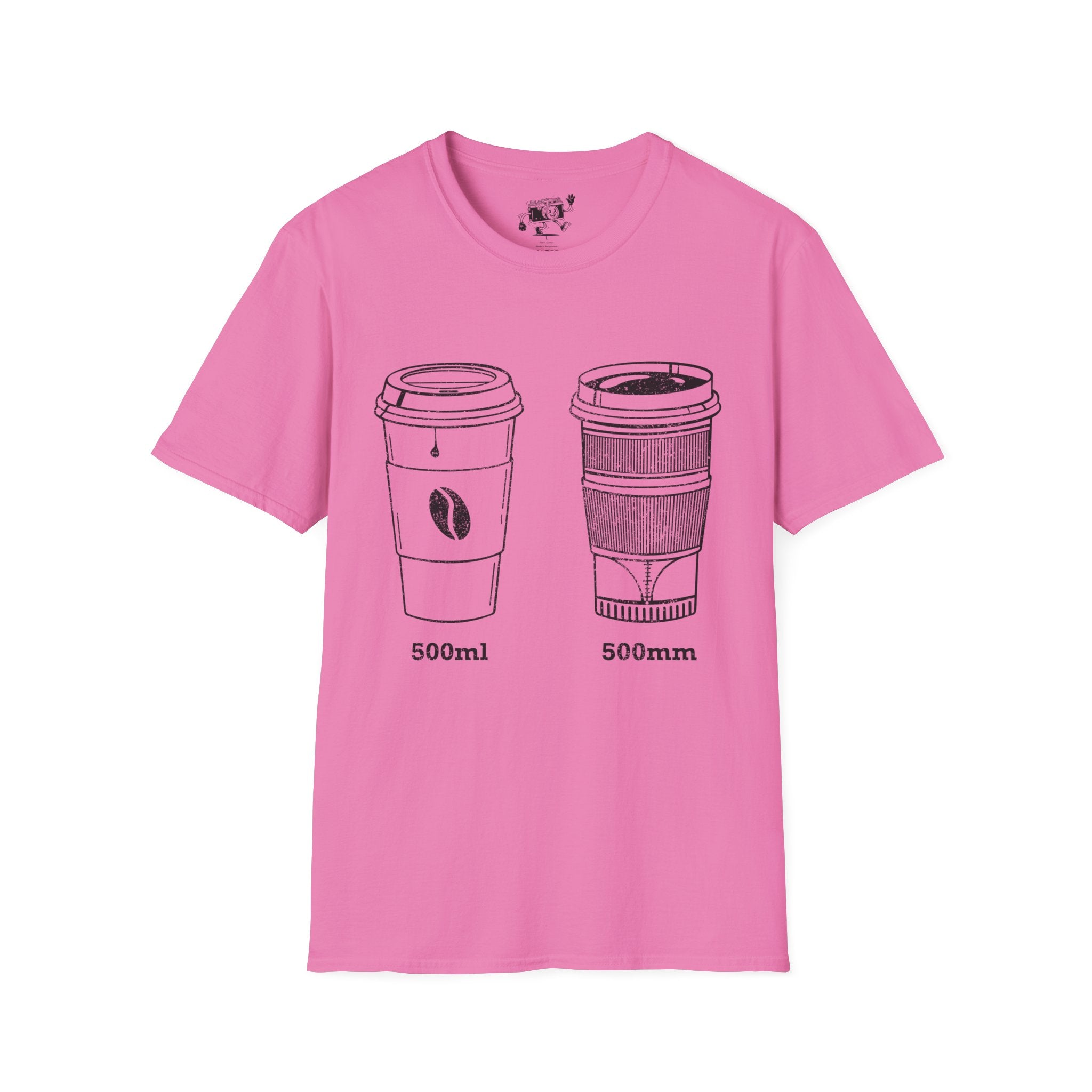 500ml and 500mm Funny Coffee and Camera T-Shirt — Photography Lover Tee