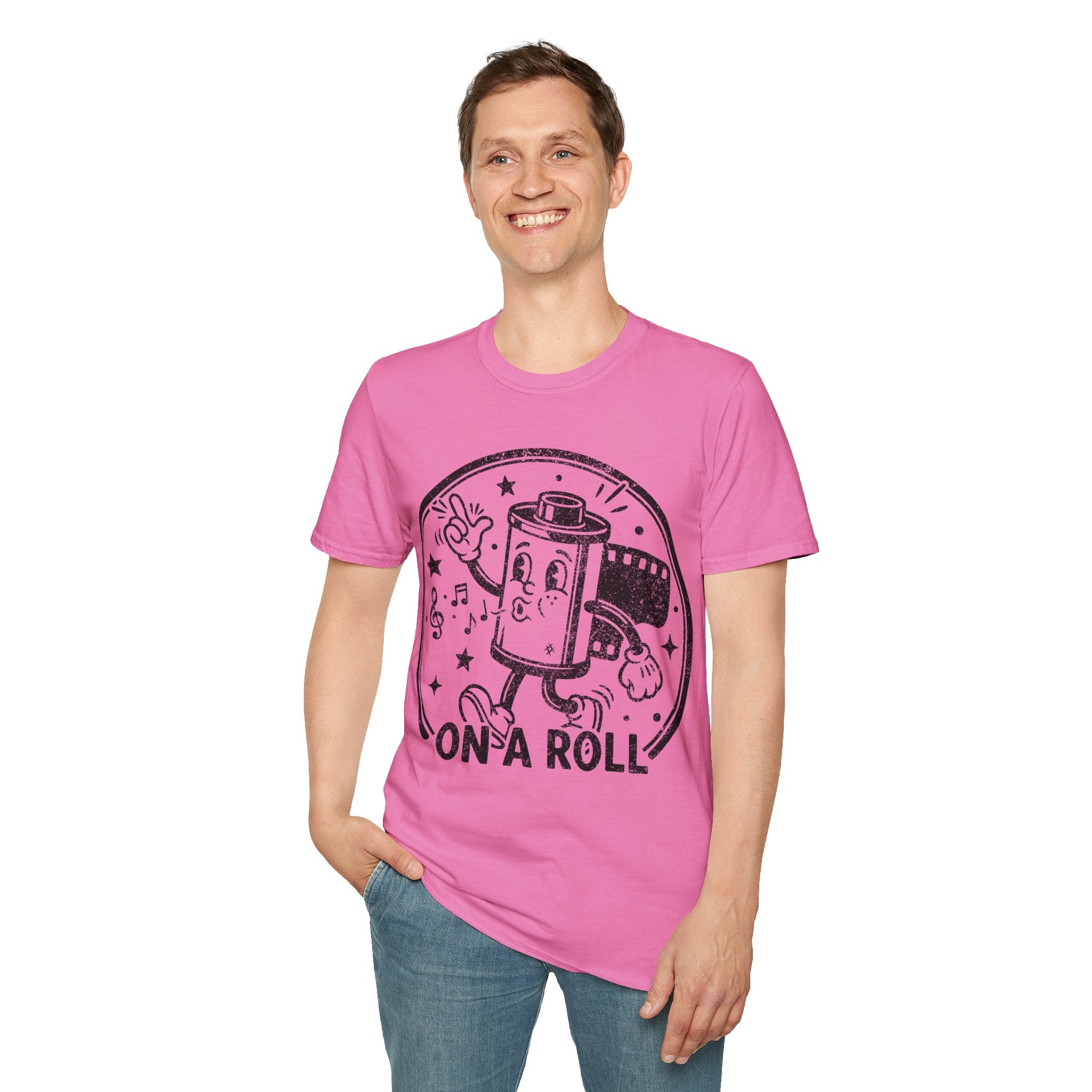 ‘On a Roll’ DISTRESSED VERSION Funny Camera 35mm FilmT-Shirt — Photography Lover Tee