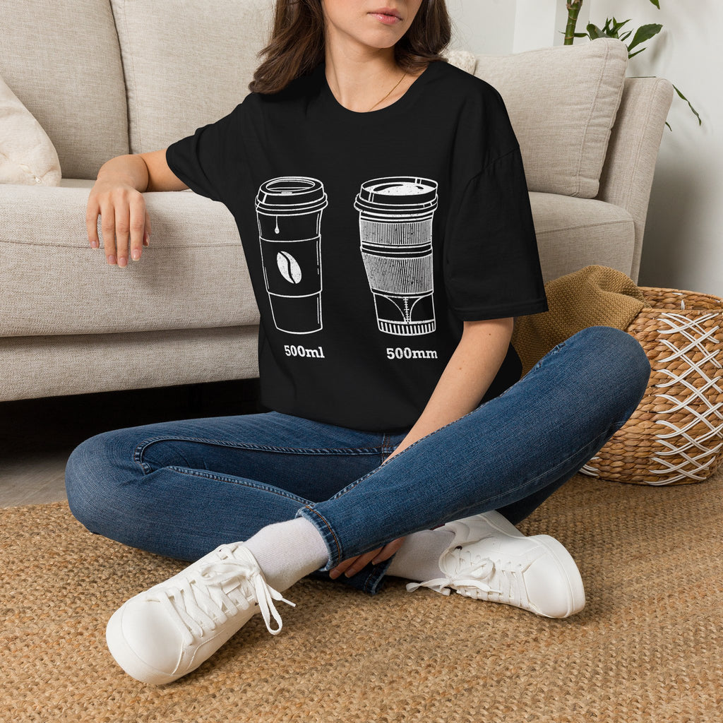 500ml and 500mm Funny Coffee and Camera T-Shirt — Photography Lover Tee