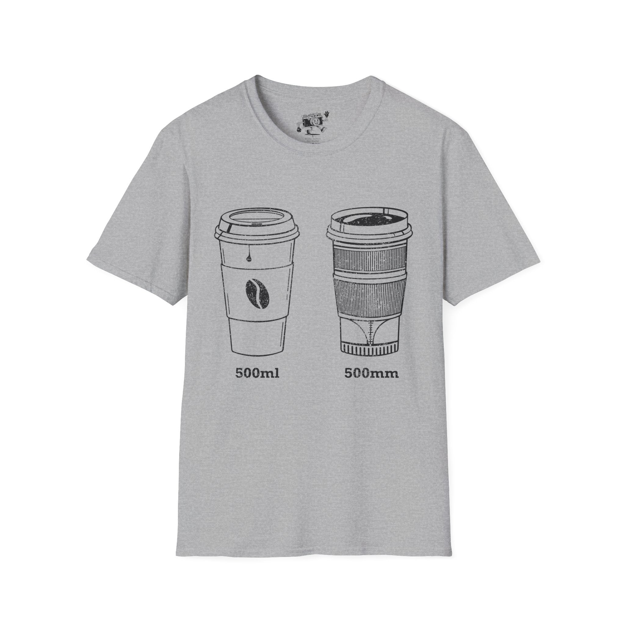 500ml and 500mm Funny Coffee and Camera T-Shirt — Photography Lover Tee