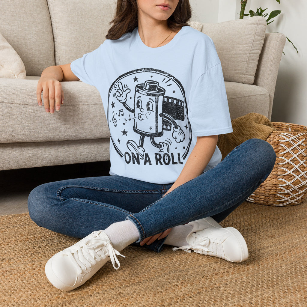 ‘On a Roll’ DISTRESSED VERSION Funny Camera 35mm FilmT-Shirt — Photography Lover Tee
