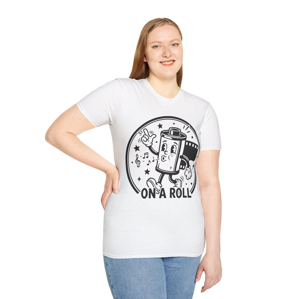 ‘On a Roll’ Funny Camera 35mm FilmT-Shirt — Photography Lover Tee