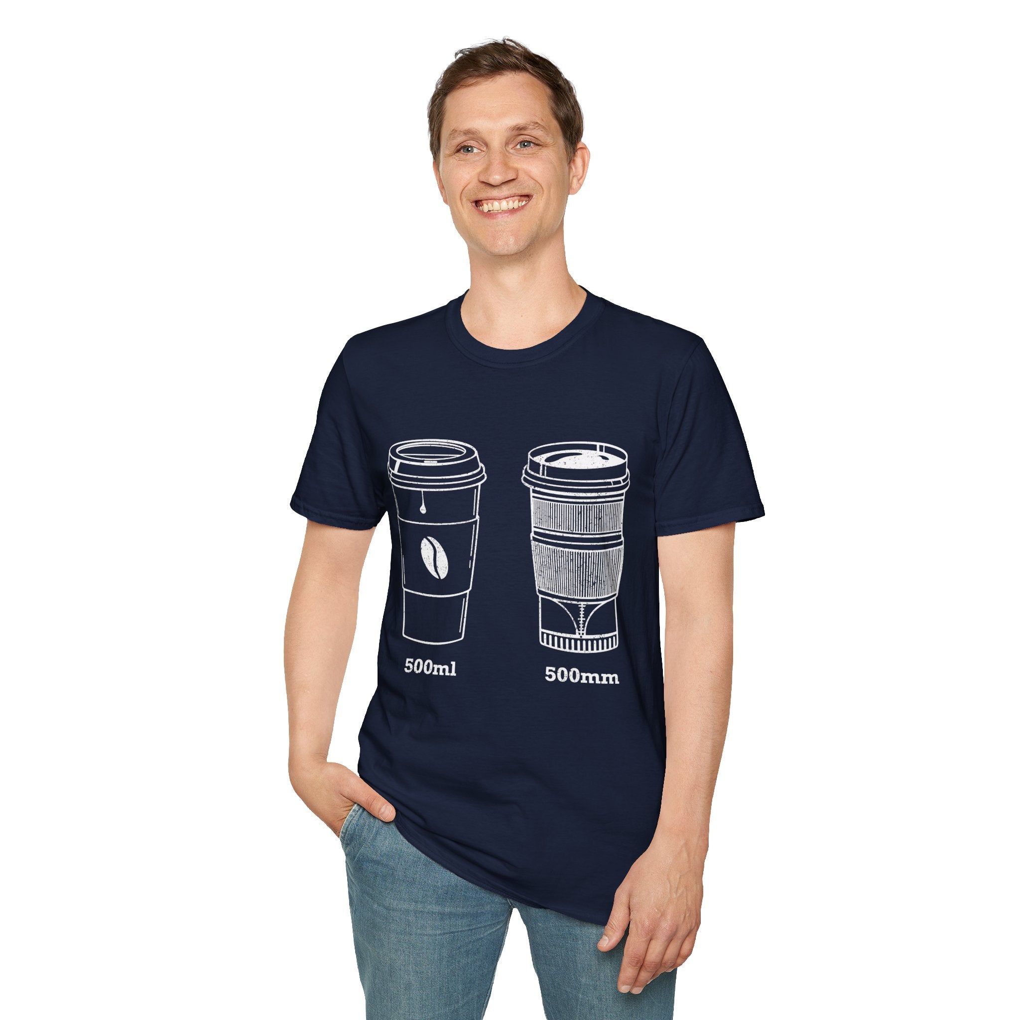 500ml and 500mm Funny Coffee and Camera T-Shirt — Photography Lover Tee