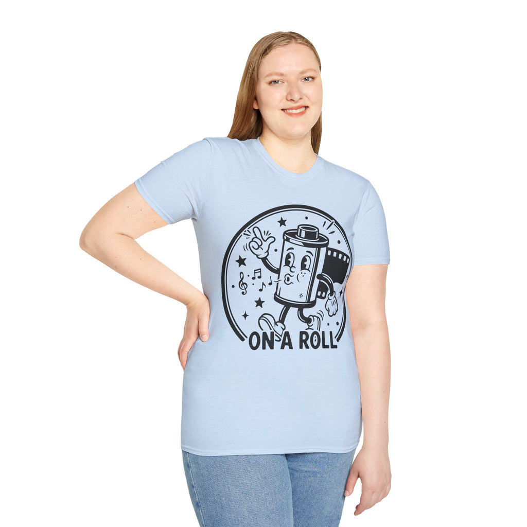 ‘On a Roll’ Funny Camera 35mm FilmT-Shirt — Photography Lover Tee