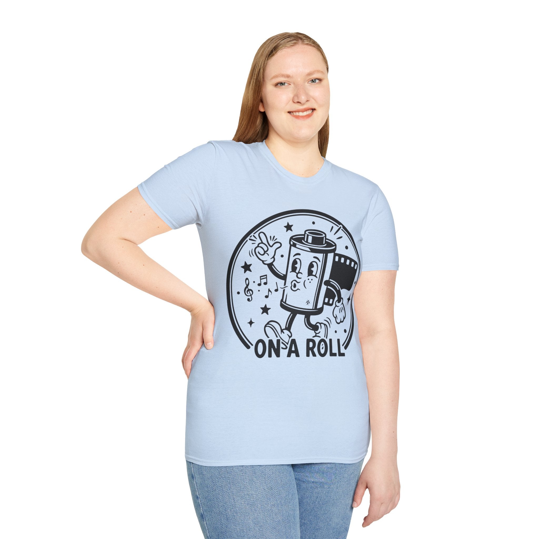 ‘On a Roll’ Funny Camera 35mm FilmT-Shirt — Photography Lover Tee