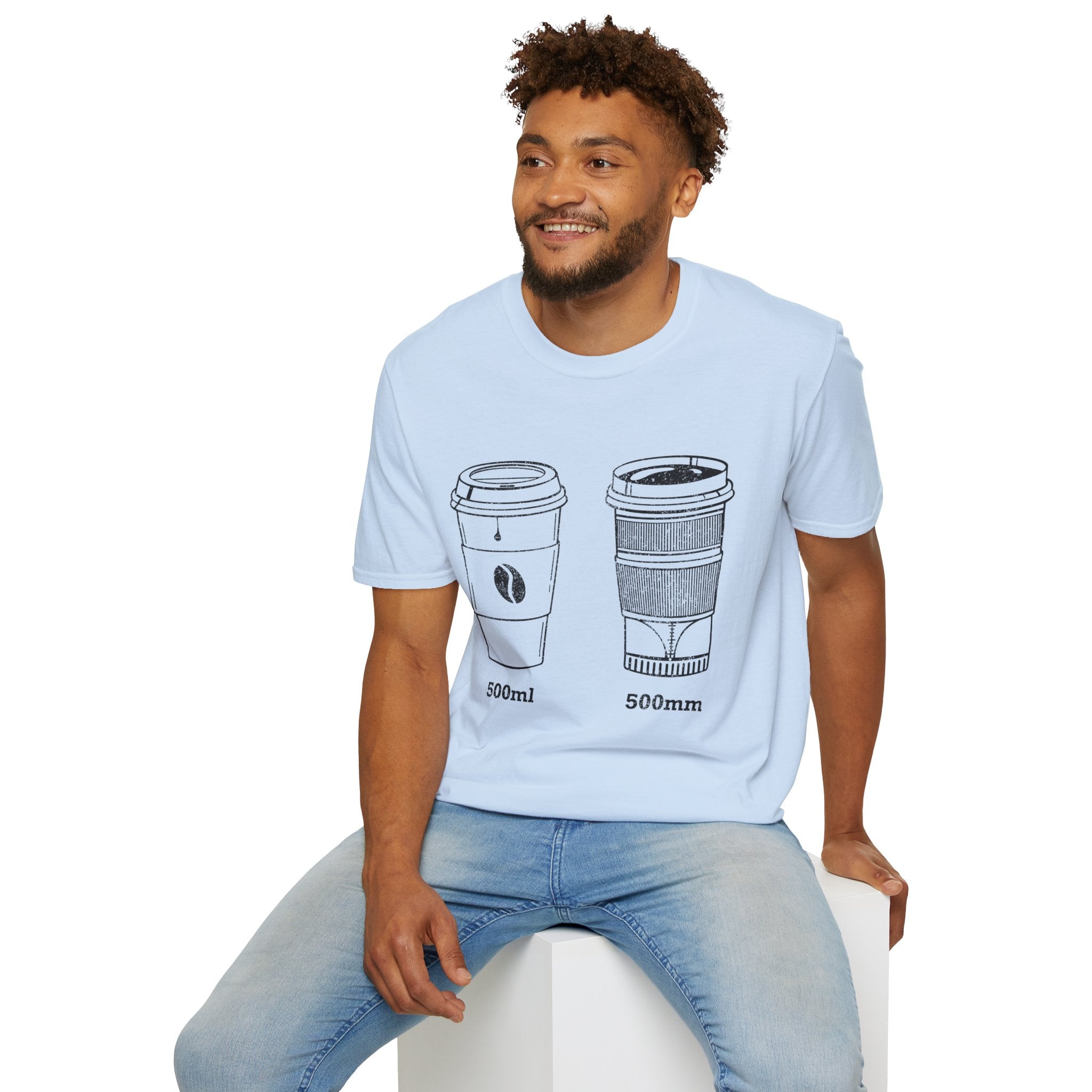 500ml and 500mm Funny Coffee and Camera T-Shirt — Photography Lover Tee